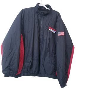 Snap On Racing NASCAR Black Red Windbreaker Jacket American Flag Embroidered